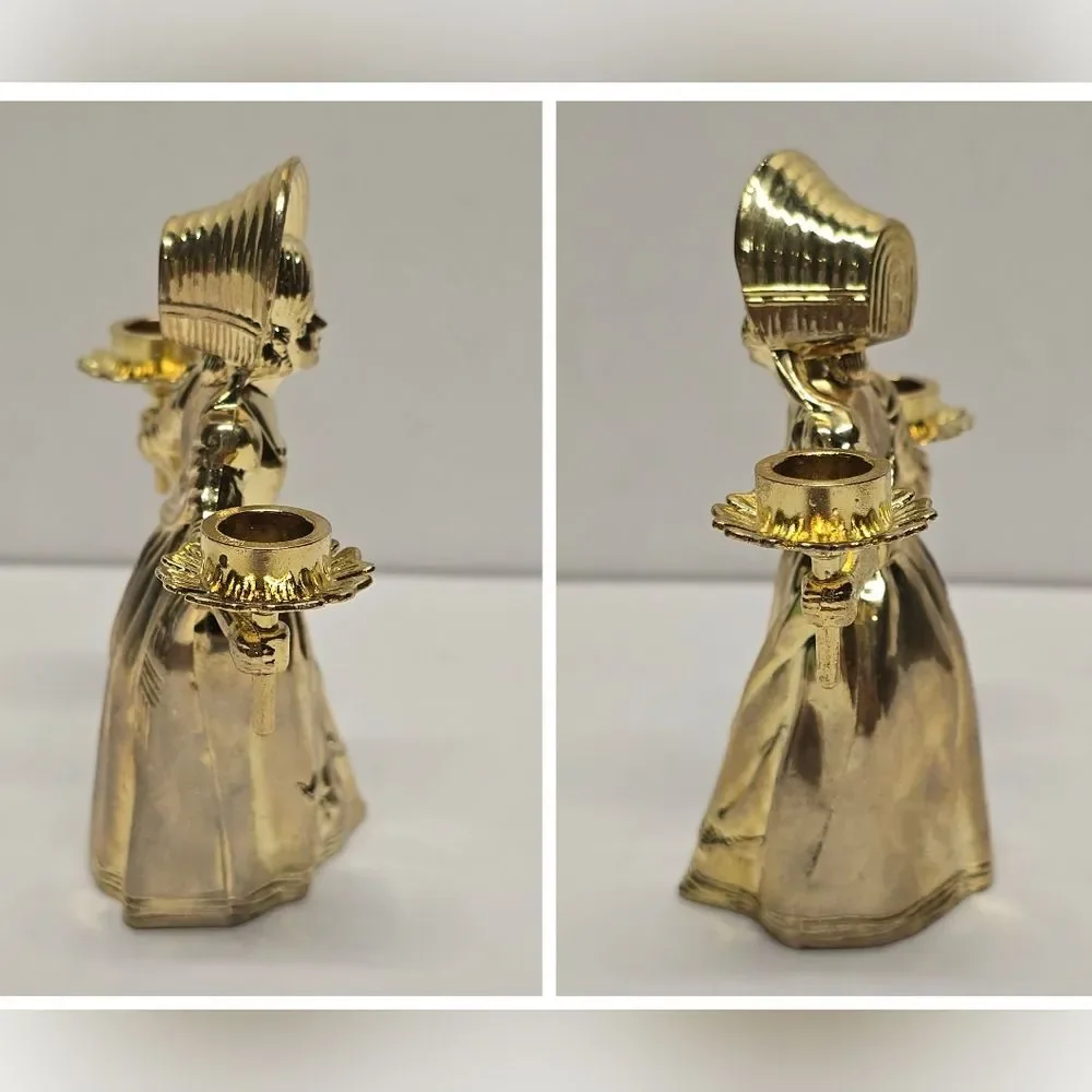 Antique Mary Gregory Gold Pewter Dinner Table Candle Holder Or Snuffer